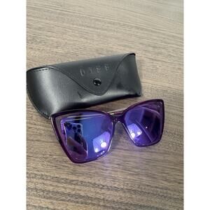 DIFF eyewear purple oversized cat eye sunglasses. designer luxury shaded w/case